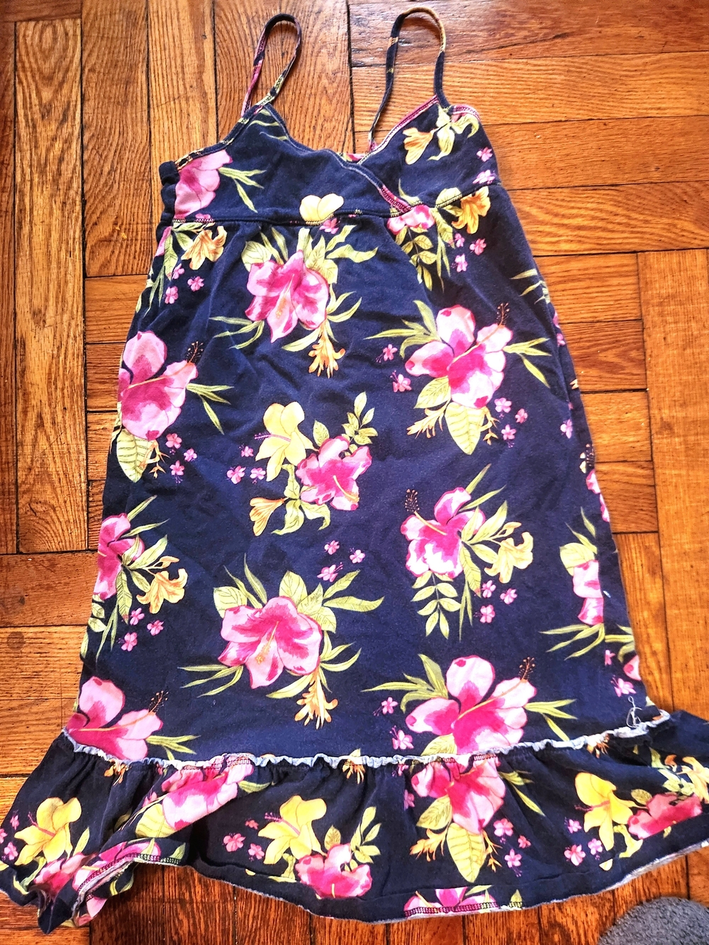 H&M Navy Floral Sundress with Pink & Yellow Blooms
